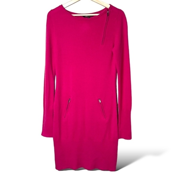 BCBGMAXAZRIA 100% Cashmere ‘Azalea’ Sweater Dress Mini Zip Pockets Long Sleeve S - Picture 1 of 10